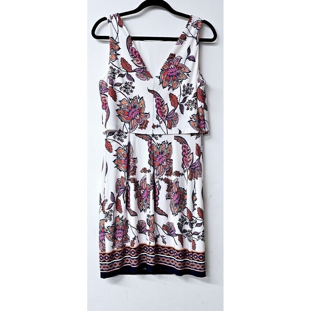 VINCE CAMUTO Floral Geometric Mini Dress Boho Multicolored Size 10 NWOT